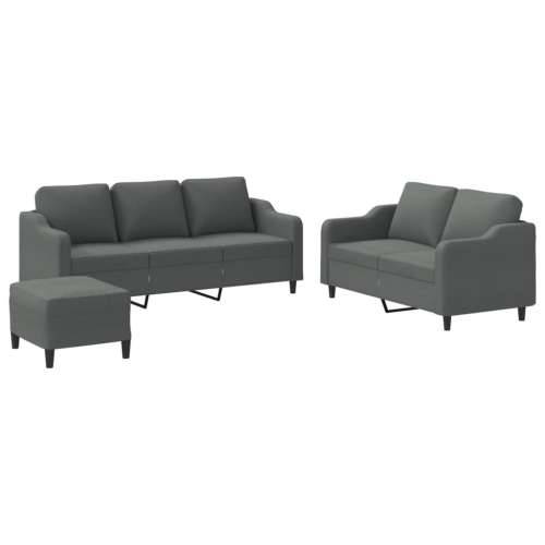 3-dijelni set sofa s jastucima tamnosivi od tkanine Tamno siva s jastučićima i tabureom Cijena