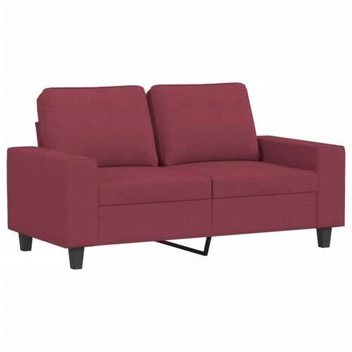 3-dijelni set sofa crvena boja vina od tkanine - boja crnog vina s jastučićima i tabureom Cijena