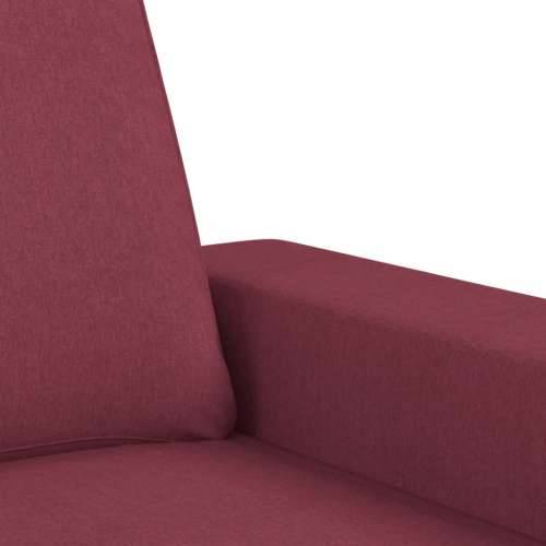 3-dijelni set sofa crvena boja vina od tkanine - boja crnog vina s jastučićima i tabureom Cijena