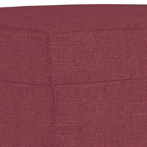3-dijelni set sofa crvena boja vina od tkanine - boja crnog vina s jastučićima i tabureom Cijena