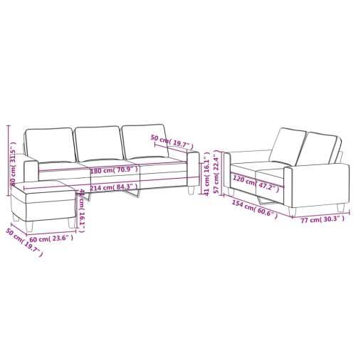 3-dijelni set sofa crvena boja vina od tkanine - boja crnog vina s jastučićima i tabureom Cijena