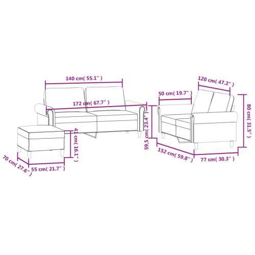 3-dijelni set sofa s jastucima tamnozeleni baršunasti - Tamnozelena S osloncem za noge Cijena