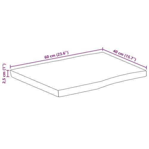 Stolna ploča 60x40x2,5 cm od masivnog drva manga sa živim rubom - Drvo manga (završna obrada od hrastovine) 60 x 40 cm 1 25 mm Cijena