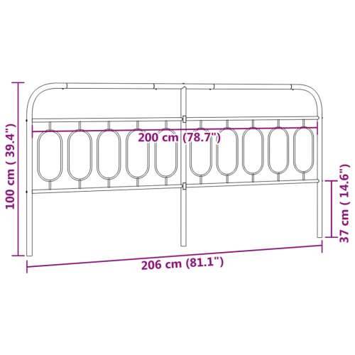 Metalno uzglavlje crno 200 cm - Crna 200 cm 1 Cijena