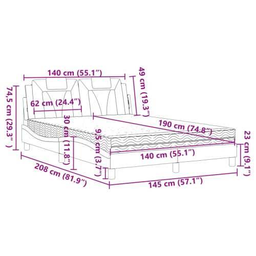 Krevet s madrac cappuccino 140x190 cm od umjetne kože - Boja cappuccina 140 x 190 cm Cijena