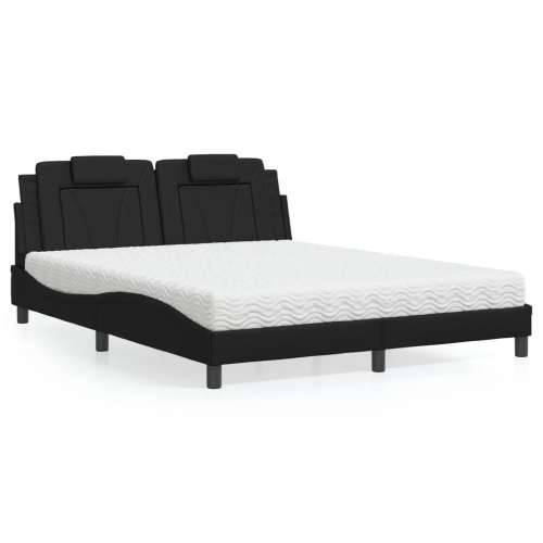 Krevet s madracem crni 160 x 200 cm od umjetne kože - Crna 160 x 200 cm Cijena