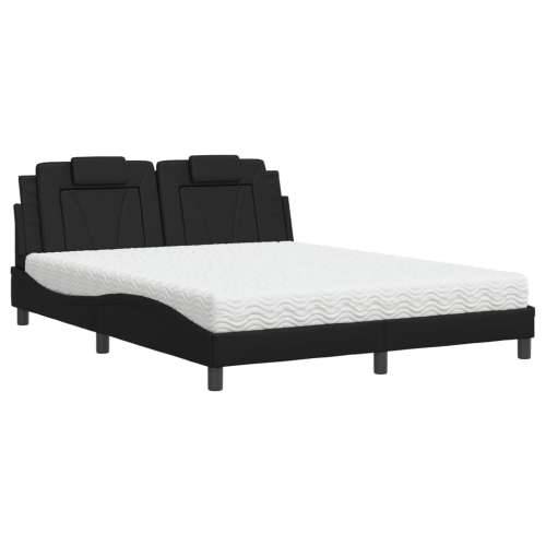 Krevet s madracem crni 160 x 200 cm od umjetne kože - Crna 160 x 200 cm Cijena