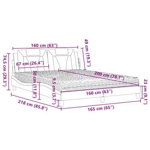 Krevet s madracem crni 160 x 200 cm od umjetne kože - Crna 160 x 200 cm Cijena