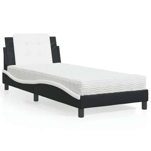 Krevet s madracem crno-bijeli 80 x 200 cm od umjetne kože - Crno-bijelo 80 x 200 cm Cijena