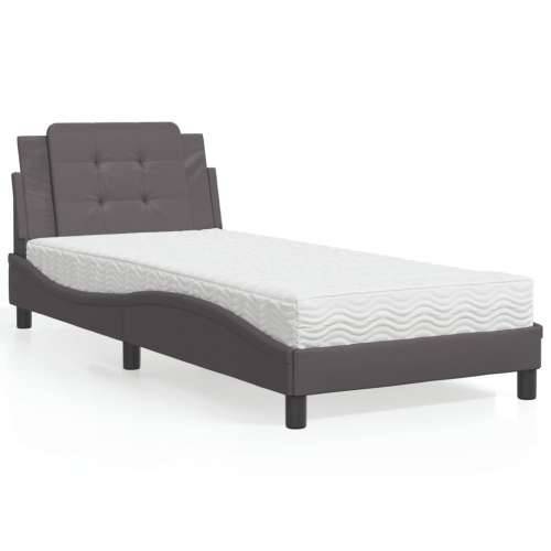 Krevet s madracem sivi 90 x 190 cm od umjetne kože - Siva 90 x 190 cm Cijena