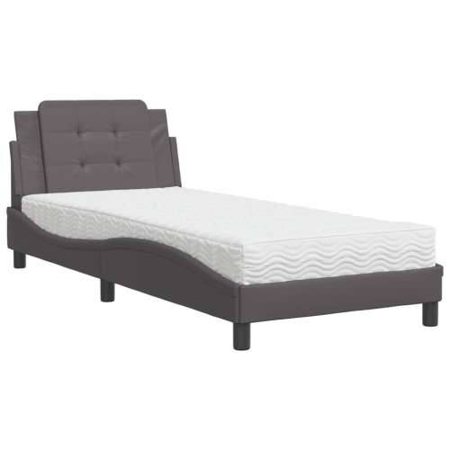 Krevet s madracem sivi 90 x 190 cm od umjetne kože - Siva 90 x 190 cm Cijena