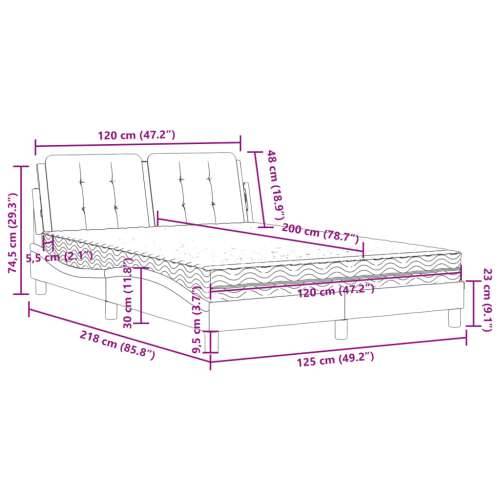 Krevet s madracem sivi 120 x 200 cm od umjetne kože - Siva 120 x 200 cm Cijena