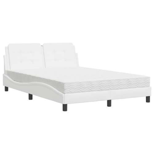 Krevet s madracem bijeli 140x190 cm od umjetne kože - Bijela 140 x 190 cm Cijena