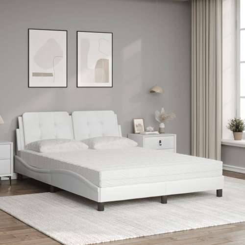 Krevet s madracem bijeli 140x190 cm od umjetne kože - Bijela 140 x 190 cm Cijena