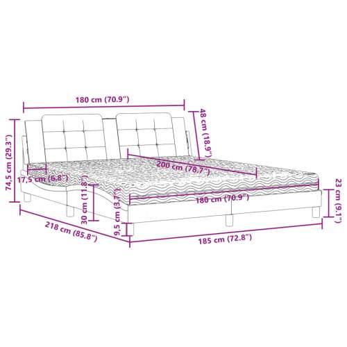 Krevet s madracem sivi 180 x 200 cm od umjetne kože - Siva 180 x 200 cm Cijena