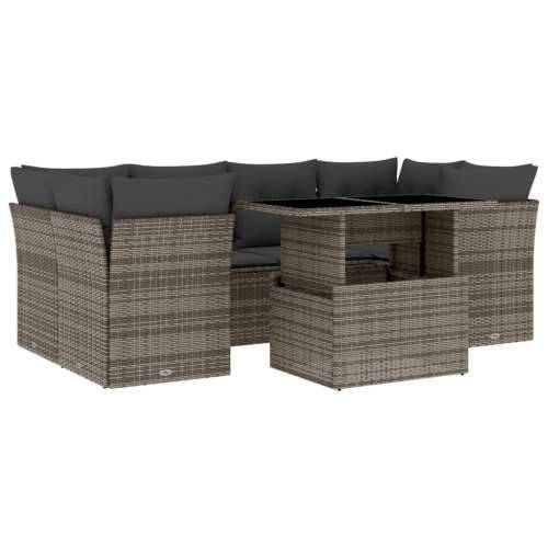 Vrtna garnitura - 7-dijelni set vrtnih sofa sivi od poliratana - Siva 7 Cijena