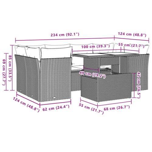 Vrtna garnitura - 7-dijelni set vrtnih sofa sivi od poliratana - Siva 7 Cijena