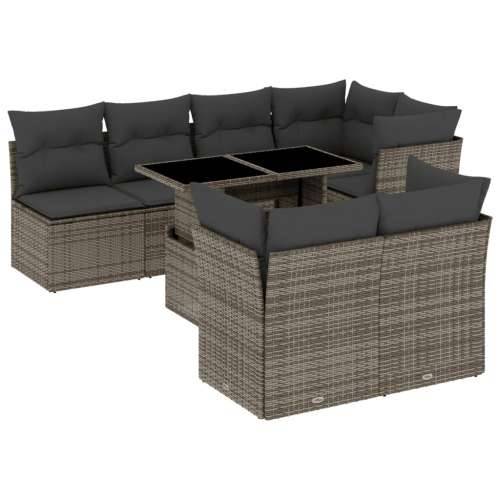 Vrtna garnitura - 8-dijelni set vrtnih sofa od poliratana s jastucima sivi - Siva 8 Cijena