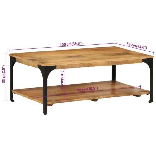 Stolić za kavu 2 razine 100x55x38 cm masivno drvo manga i čelik - 100 x 55 x 38 cm 1 masivno drvo manga Cijena