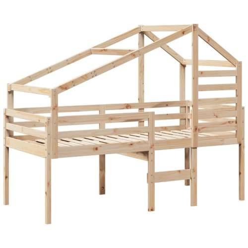 Visoki krevet s krovom 80 x 200 cm od masivne borovine - Prirodna 80 x 200 cm Cijena