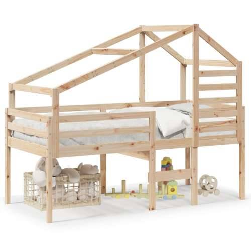 Visoki krevet s krovom 80 x 200 cm od masivne borovine - Prirodna 80 x 200 cm Cijena