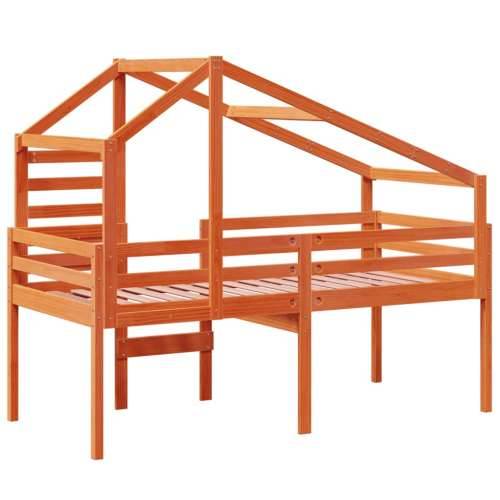 Visoki krevet s krovom voštano smeđi 80x200 cm masivna borovina - Voštano smeđa 80 x 200 cm Cijena