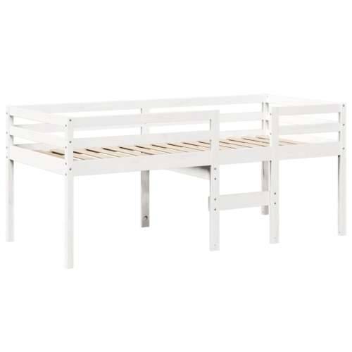 Visoki krevet s krovom bijeli 90 x 190 cm od masivne borovine - Bijela 90 x 190 cm Cijena