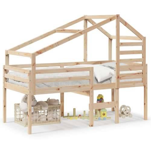 Visoki krevet s krovom 75 x 190 cm od masivne borovine - Prirodna 75 x 190 cm Cijena