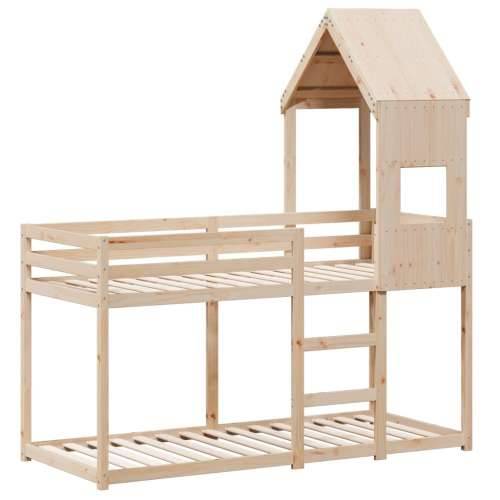Krevet na kat s krovom 90 x 190 cm od masivne borovine - Prirodna 90 x 190 cm Cijena