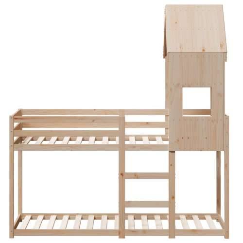 Krevet na kat s krovom 90 x 190 cm od masivne borovine - Prirodna 90 x 190 cm Cijena