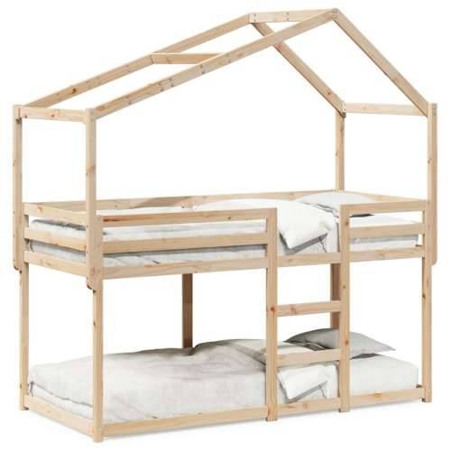 Krevet na kat s krovom 90 x 190 cm od masivne borovine - Prirodna 90 x 190 cm Cijena