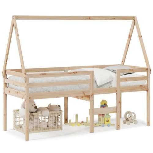Visoki krevet s krovom 90 x 190 cm od masivne borovine - Prirodna 90 x 190 cm Cijena