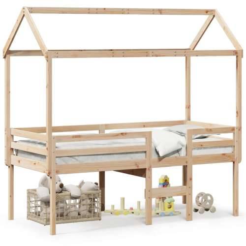 Visoki krevet s krovom 80 x 200 cm od masivne borovine - Prirodna 80 x 200 cm Cijena