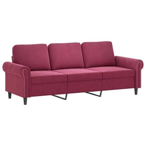 Trosjed s tabureom crvena boja vina 180 cm baršunasti - boja crnog vina Cijena