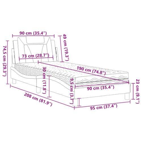 Krevet s madracem crni 90x190 cm od umjetne kože - Crna 90 x 190 cm Cijena