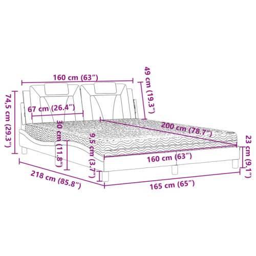 Krevet s madracem sivi 160 x 200 cm od umjetne kože - Siva 160 x 200 cm Cijena