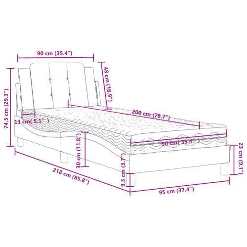 Krevet s madracem crni 90 x 200 cm od umjetne kože - Crna 90 x 200 cm Cijena