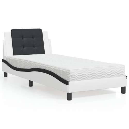 Krevet s madracem bijelo-crni 90 x 200 cm od umjetne kože - Bijela i crna 90 x 200 cm Cijena