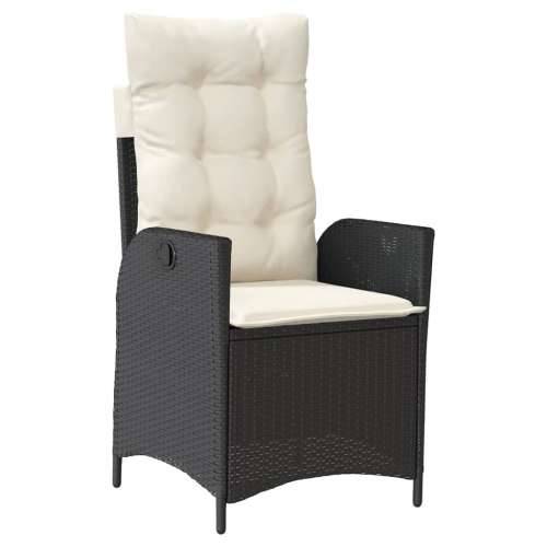 Vrtna garnitura - 5-dijelni vrtni blagovaonski set s jastucima od poliratana crni - Crna i krem 150 x 90 x 75 cm Bez naslona za  Cijena