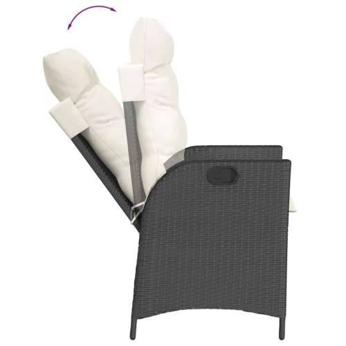 Vrtna garnitura - 5-dijelni vrtni blagovaonski set s jastucima od poliratana crni - Crna i krem 150 x 90 x 75 cm Bez naslona za  Cijena