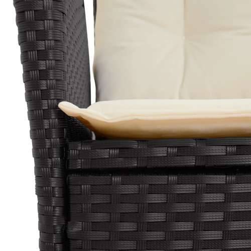 Vrtna garnitura - 5-dijelni vrtni blagovaonski set s jastucima od poliratana crni - Crna i krem 150 x 90 x 75 cm Bez naslona za  Cijena