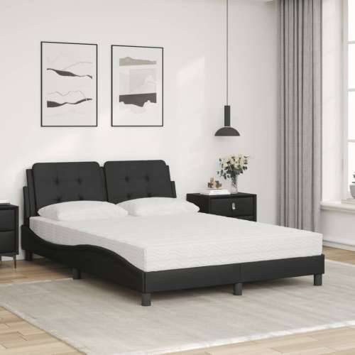 Krevet s madracem crni 140 x 190 cm od umjetne kože - Crna 140 x 190 cm Cijena