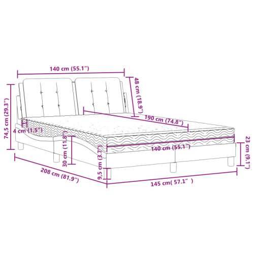 Krevet s madracem crni 140 x 190 cm od umjetne kože - Crna 140 x 190 cm Cijena