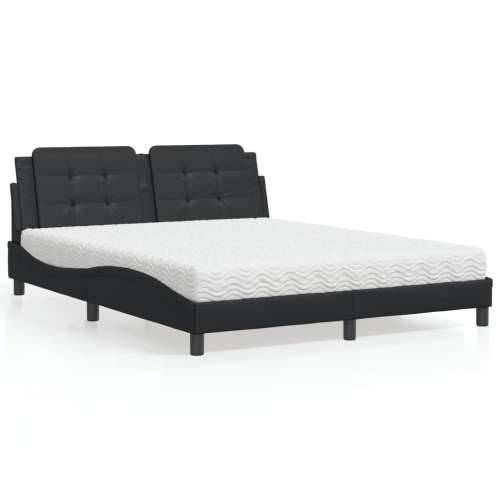 Krevet s madracem crni 160 x 200 cm od umjetne kože - Crna 160 x 200 cm Cijena