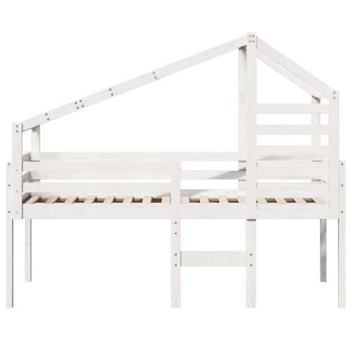 Visoki krevet s krovom bijeli 90 x 200 cm od masivne borovine - Bijela 90 x 200 cm Cijena