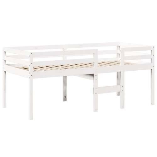 Visoki krevet s krovom bijeli 90 x 200 cm od masivne borovine - Bijela 90 x 200 cm Cijena