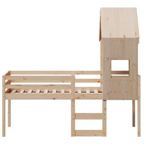 Visoki krevet s krovom 90 x 190 cm od masivne borovine - Prirodna 90 x 190 cm Cijena