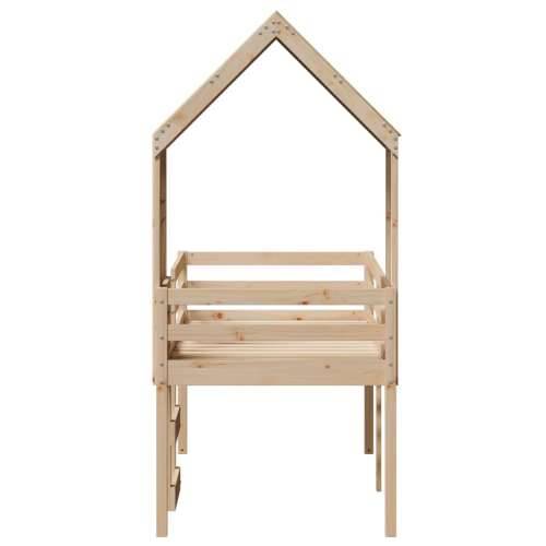Visoki krevet s krovom 90 x 190 cm od masivne borovine - Prirodna 90 x 190 cm Cijena