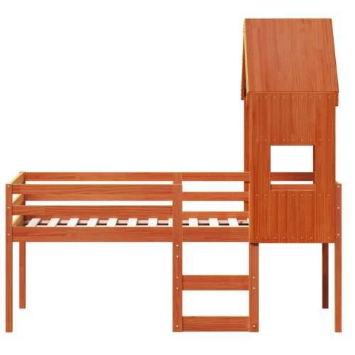 Visoki krevet s krovom voštano smeđi 75x190 cm masivna borovina - Voštano smeđa 75 x 190 cm Cijena