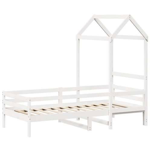Dnevni krevet s krovom bijeli 90x200 cm od masivne borovine - Bijela 90 x 200 cm Cijena